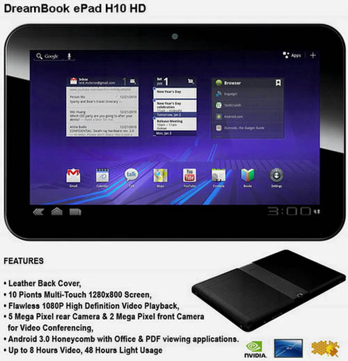  Android- Pioneer DreamBook ePad H10 HD